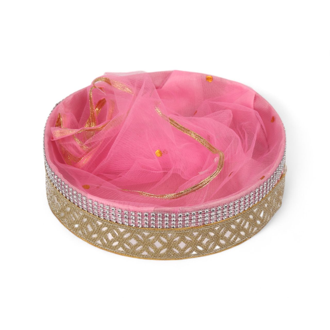 Festvista 10 x 10 inch Round Gift Basket Cream With Red Net