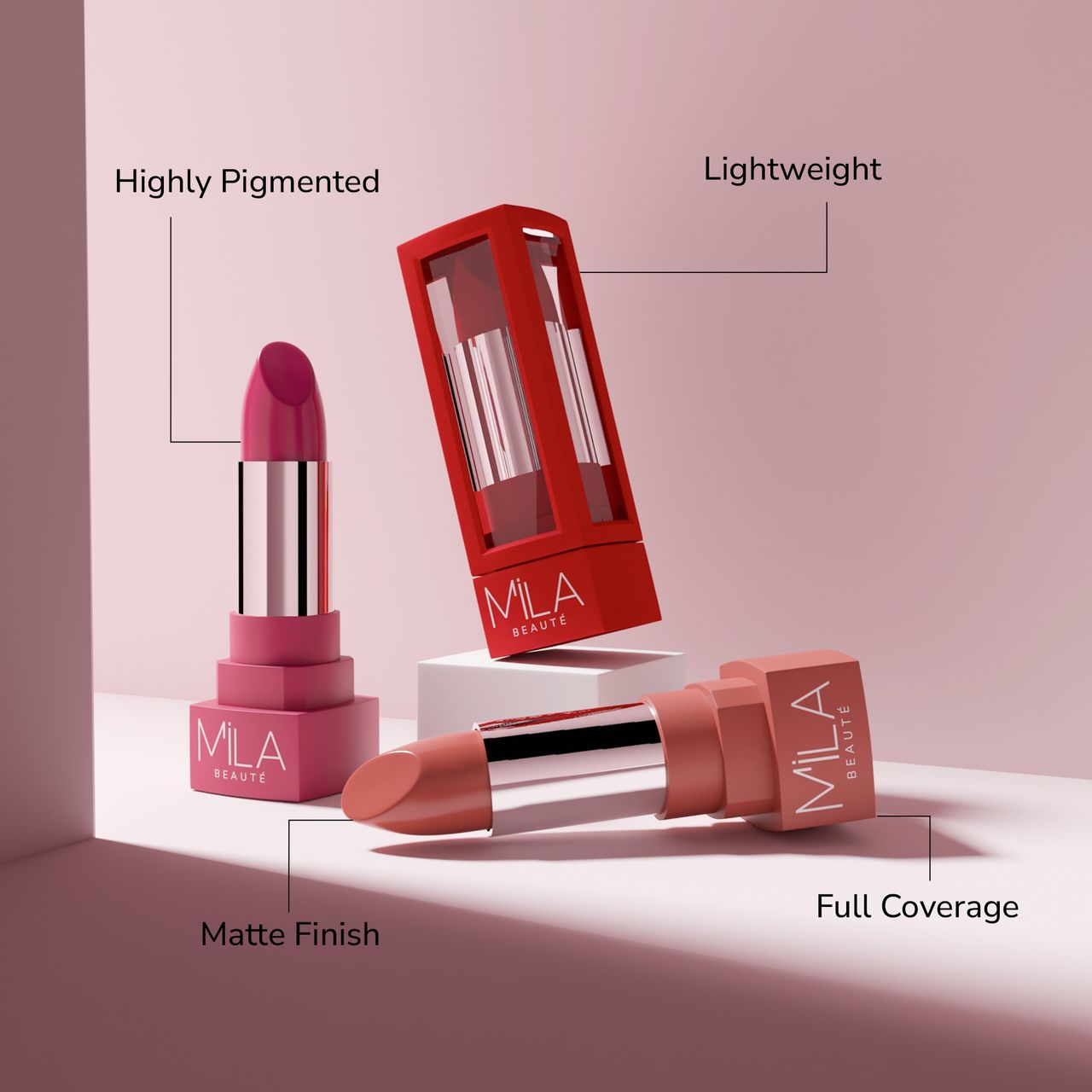 Mila Beaute Matte Lipstick Lightweight Highly Pigmented - Uncensored