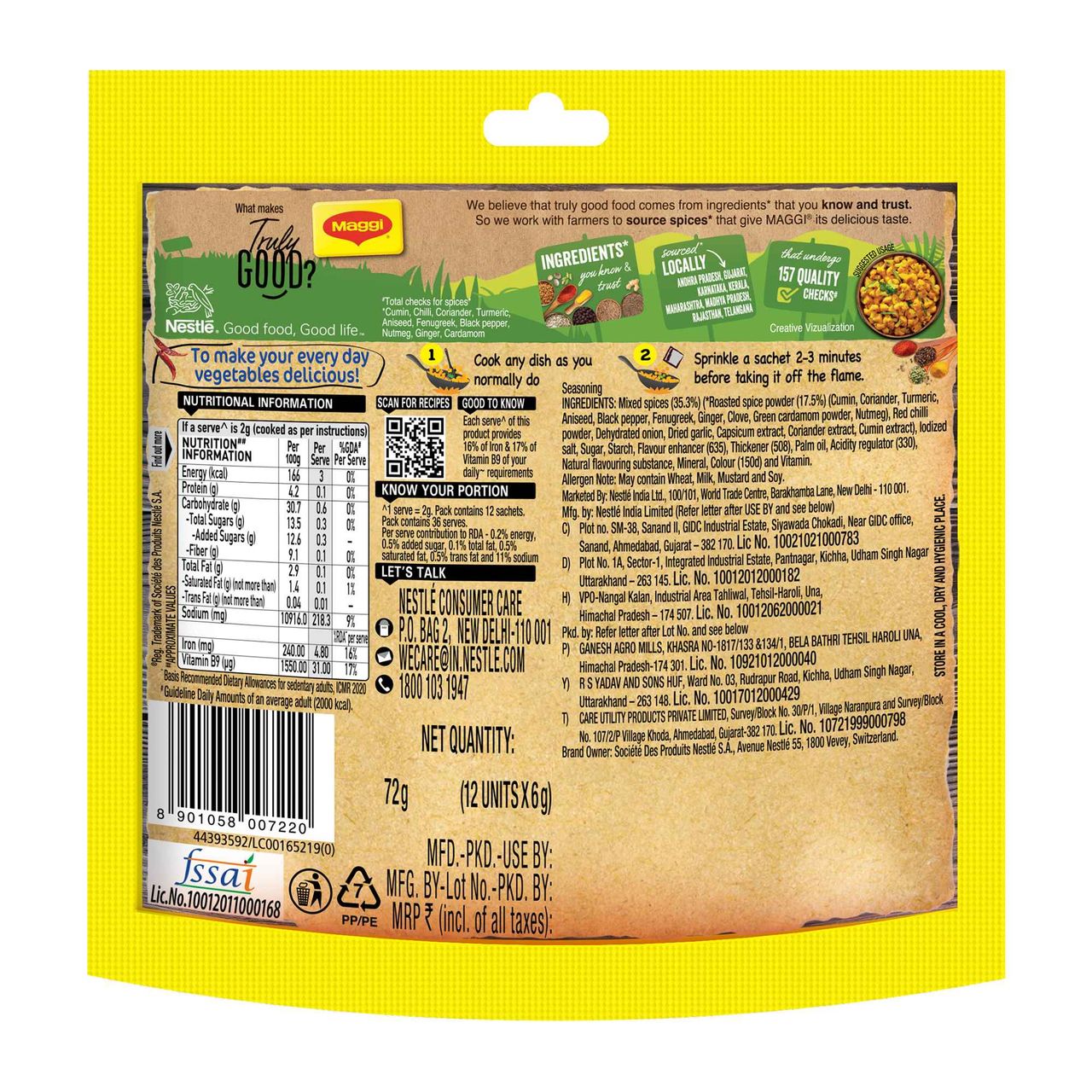 Maggi Masala-Ae-Magic Vegetable Masala 72 g Combo