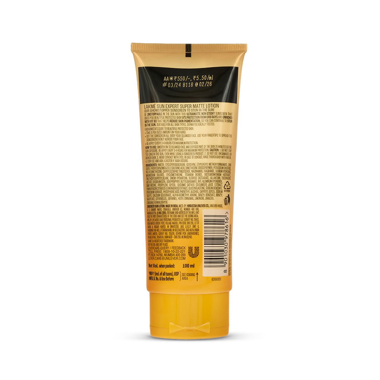Lakme Sun Expert SPF 50 Ultra Matte Lotion 100 ml X 2 Combo