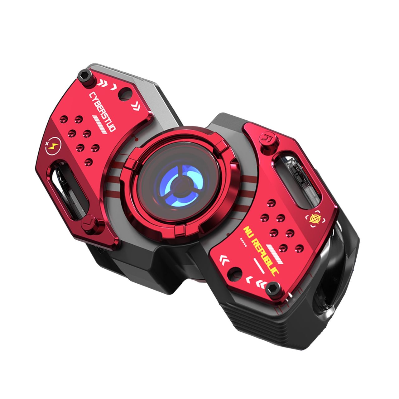 Nu Republic Cyberstud Spin Spinner Earbuds With Upto 70Hr Playtime Tws Wirless Earbuds (Red/Grey)