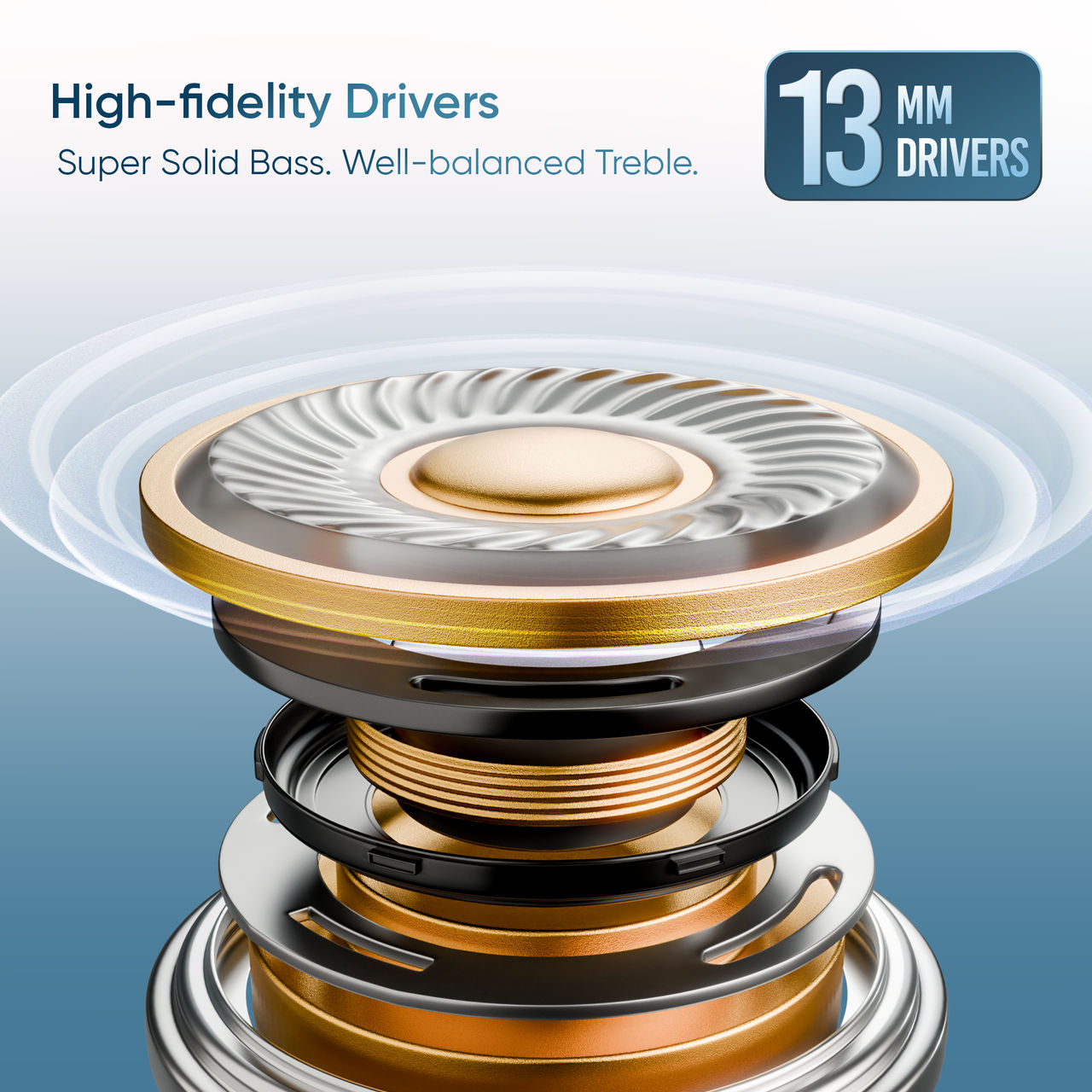 Mivi Duopods I1 Tws,Metallic Finish,50H Playtime,13Mm Bass,Bt V5.3 Earbuds And More Bluetooth-Blue