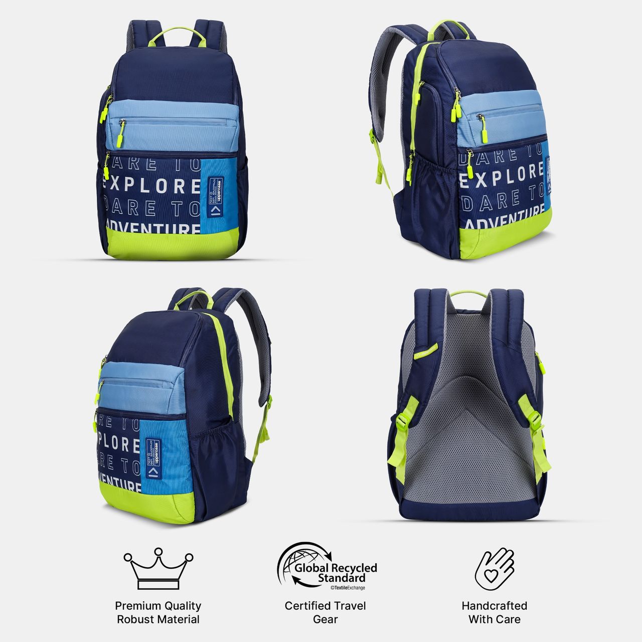 Uppercase Unisex Polyester 20 L Top Handle School Backpack | Blue - 15 Inches