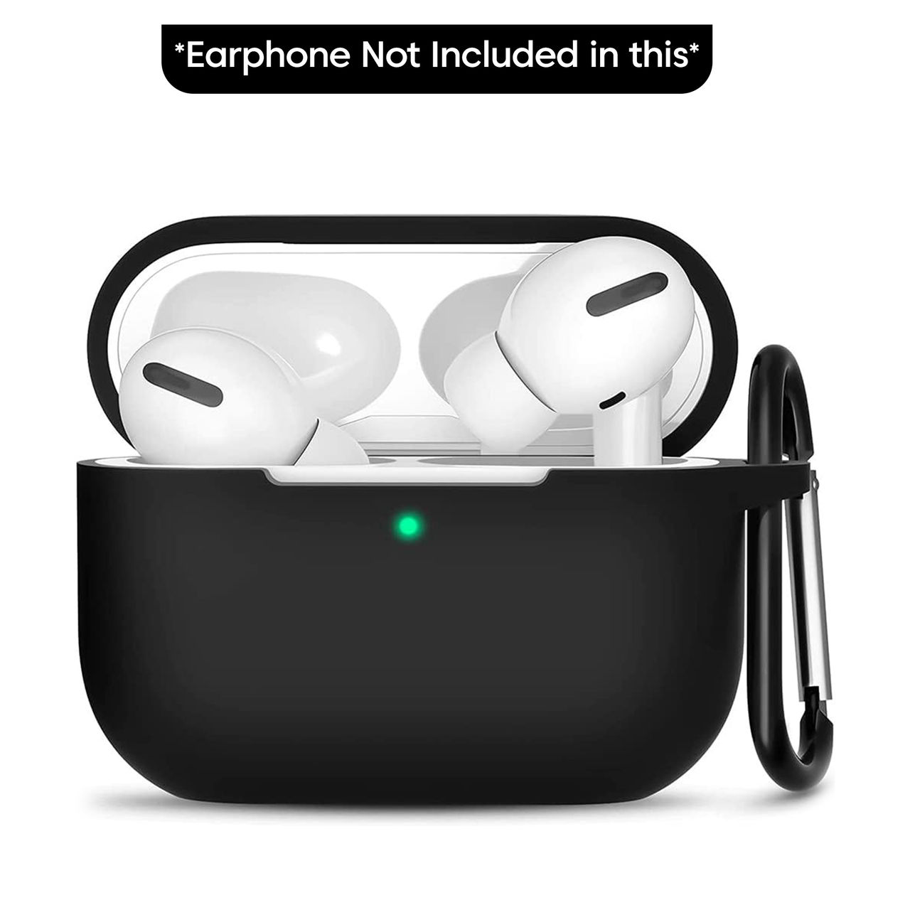 Sounce Silicone Case cover for AirPods Pro 2nd Gen 2022  Shock-Absorbing With Keychain | Black