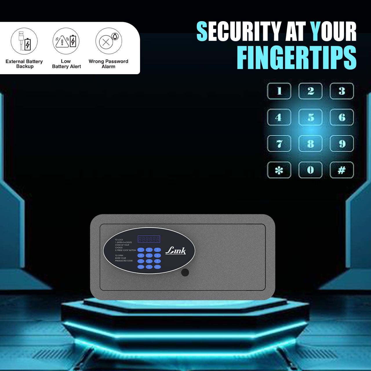 Link Smart Safe Locker - 28L Fingerprint & PIN Access | Grey | Citron LS-SF-03