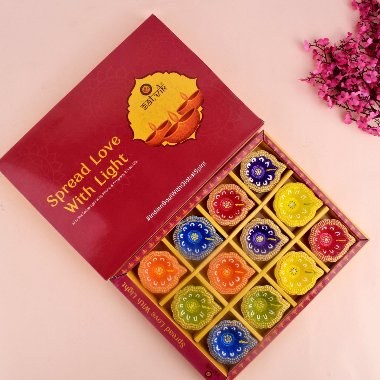 Satvik Designer Multicolor Clay Diya