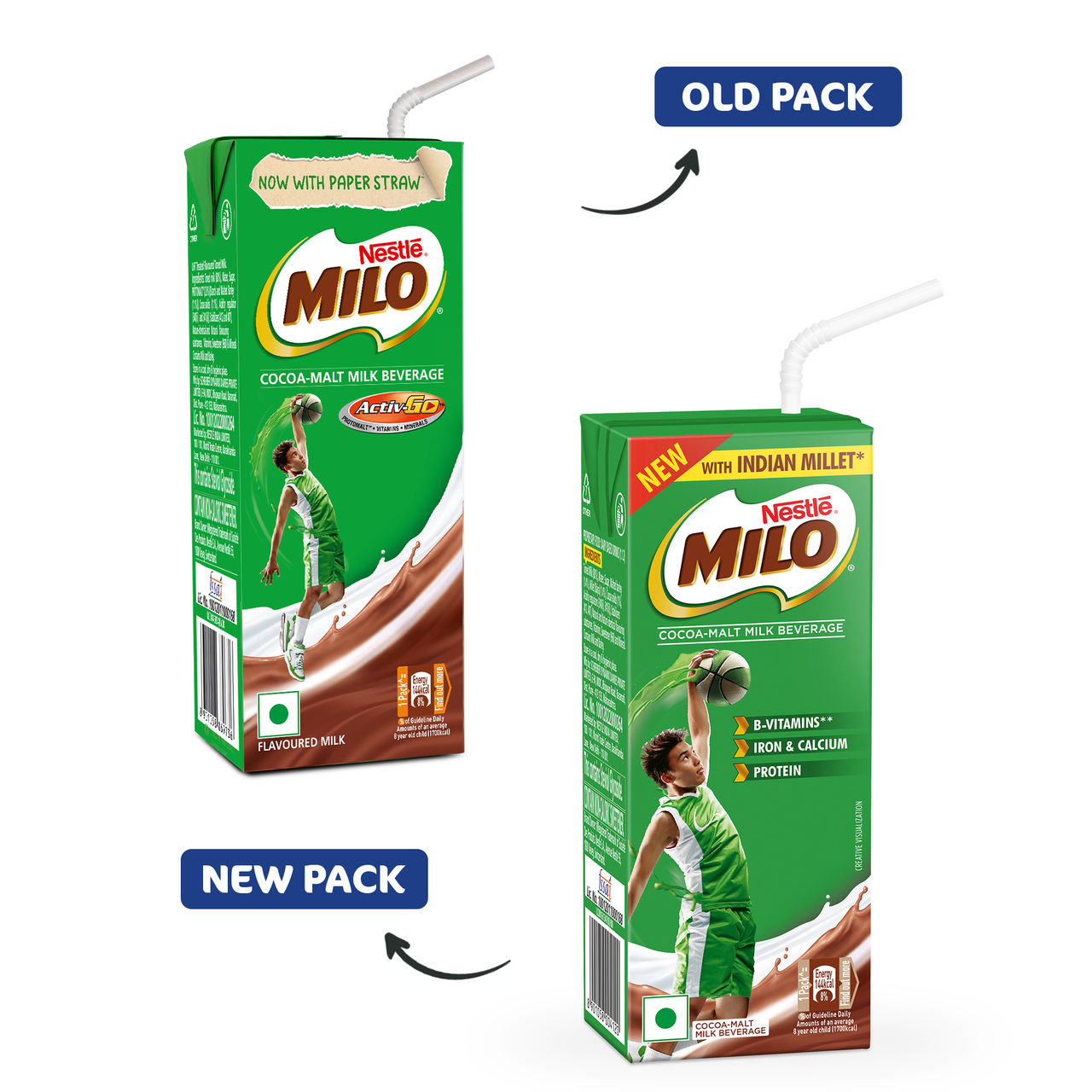 Nestle Milo RTD Malt Drink with Millets- (Chocolate Flavour) Tetra Pack 180 ml Combo