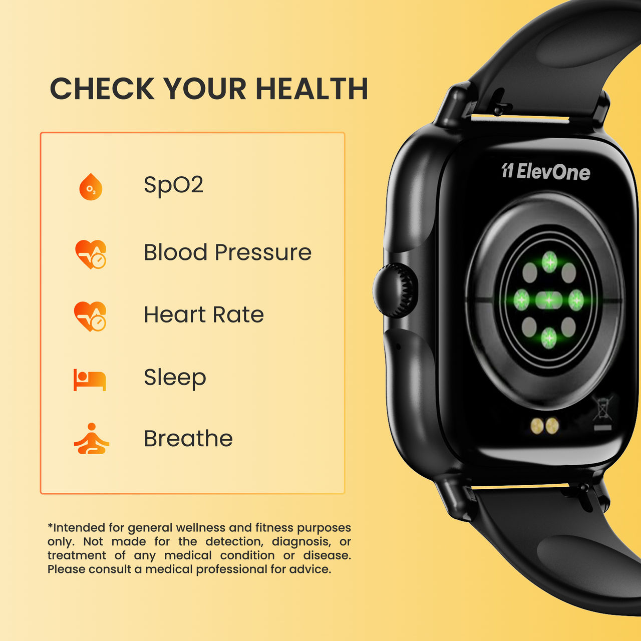 Elevone By Ambrane Hola Smartwatch with Bluetooth Calling | 1.85" HD Display | 2.5D Curved Glass - Black