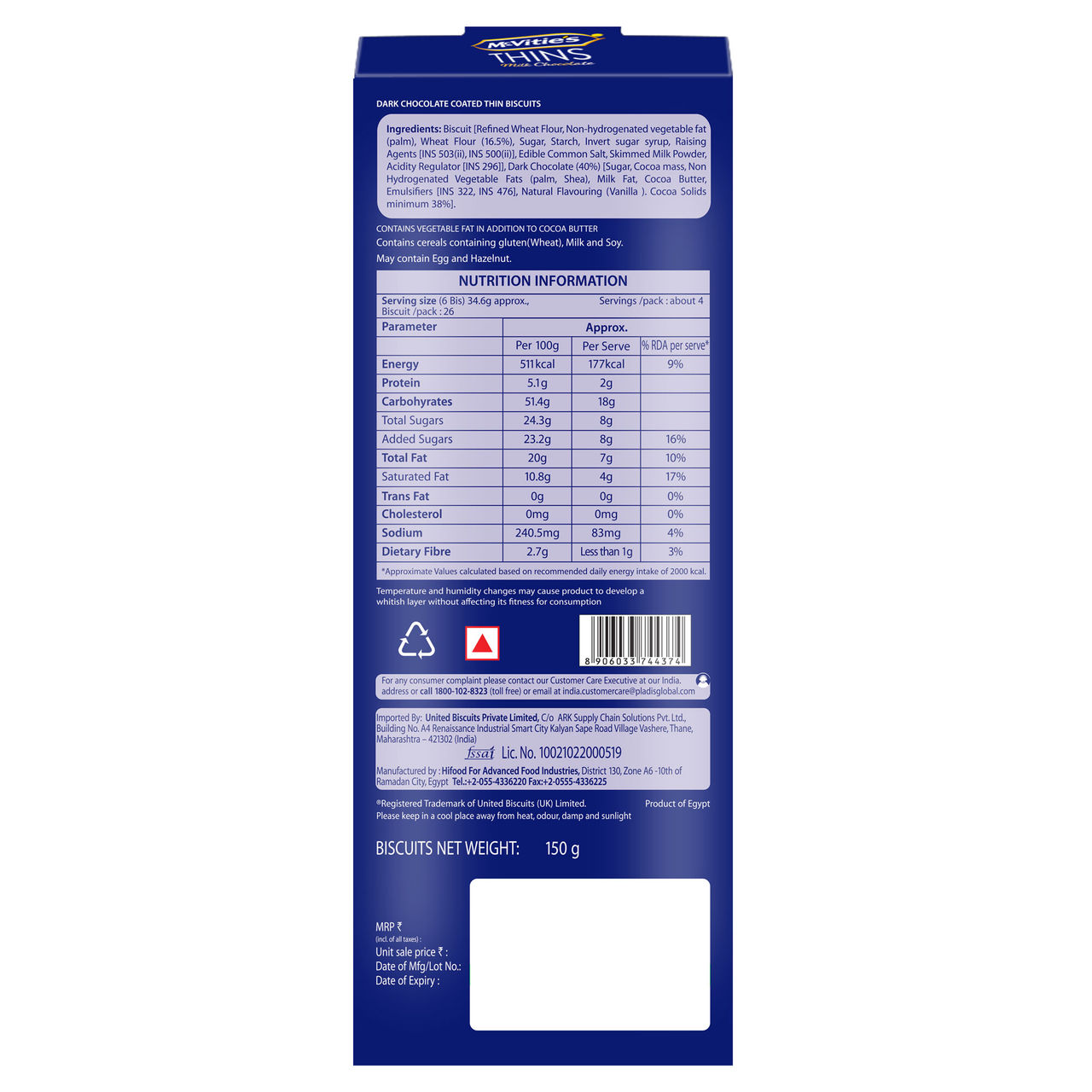 McVitie's Thins- Dark Chocolate