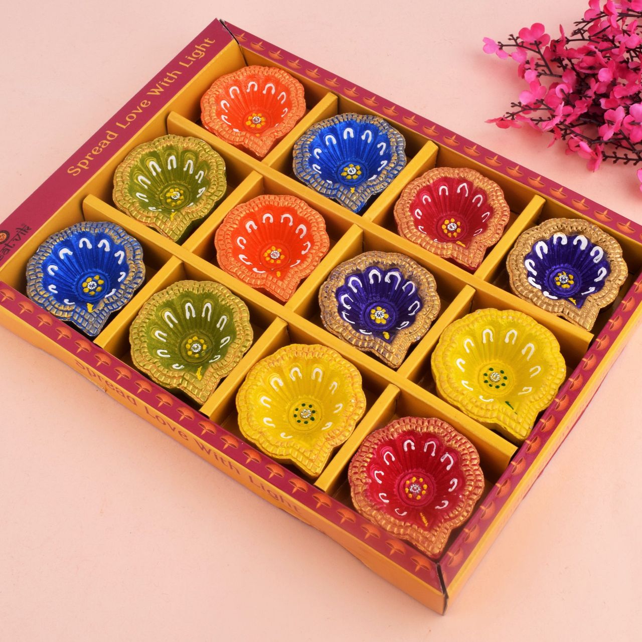 Satvik Designer Multicolor Clay Diya
