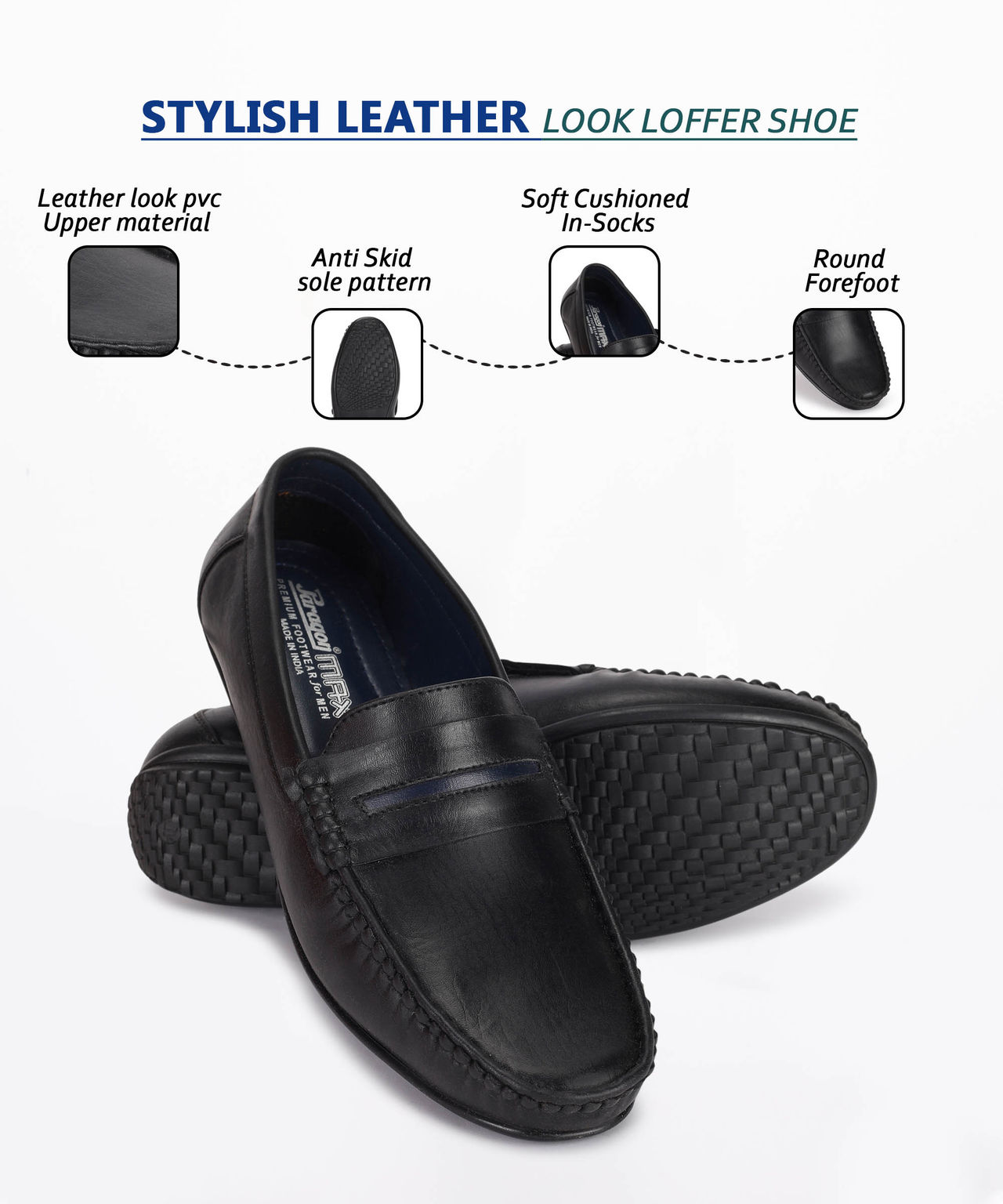 Paragon Men's K11238G Stylish Comfortable Daily Occassional Formal Office Lofar Shoes Black - 10