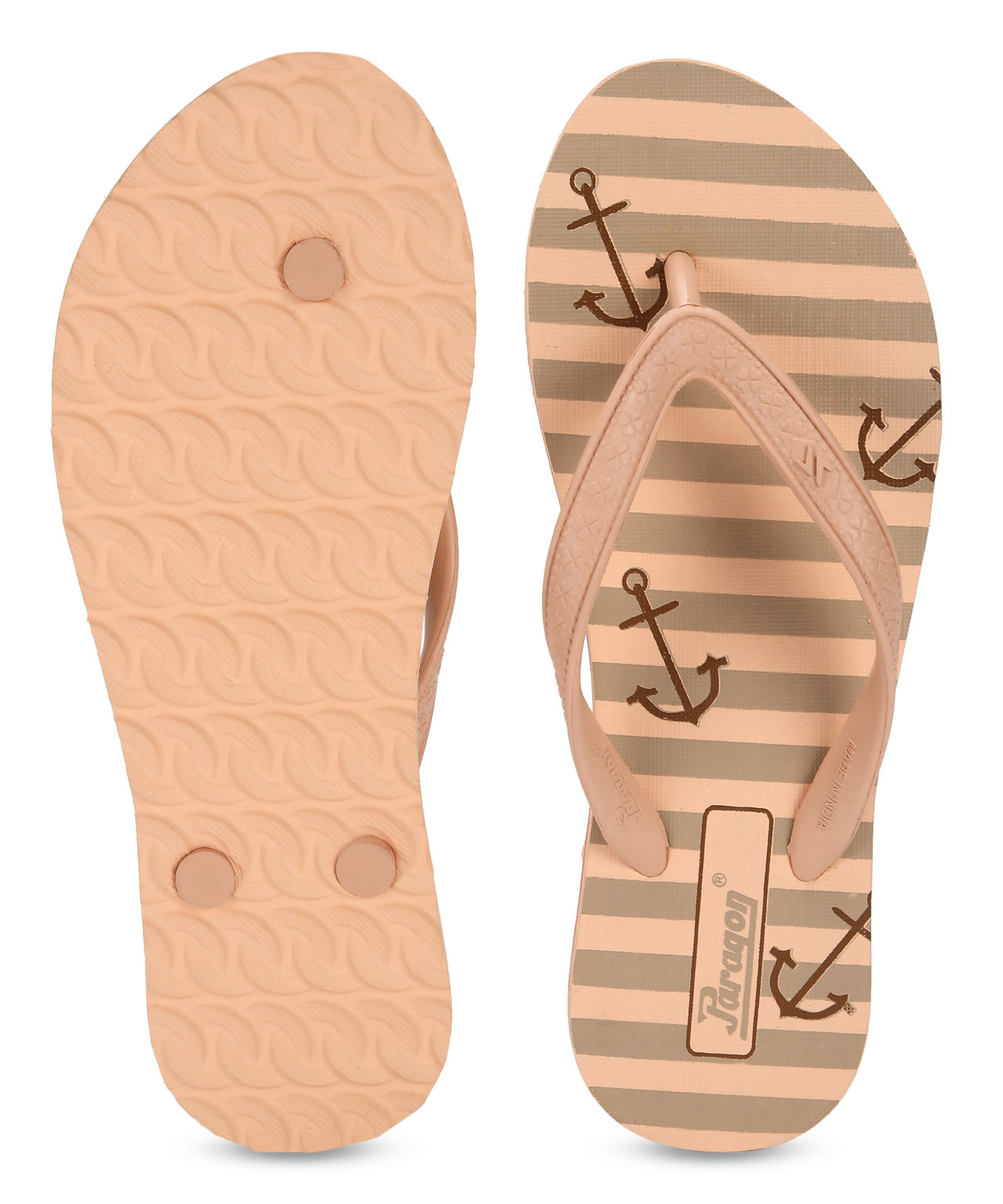 Paragon Flip Flops For Women With Printed Soft Sole And Sturdy V-Straps - Peach - 7