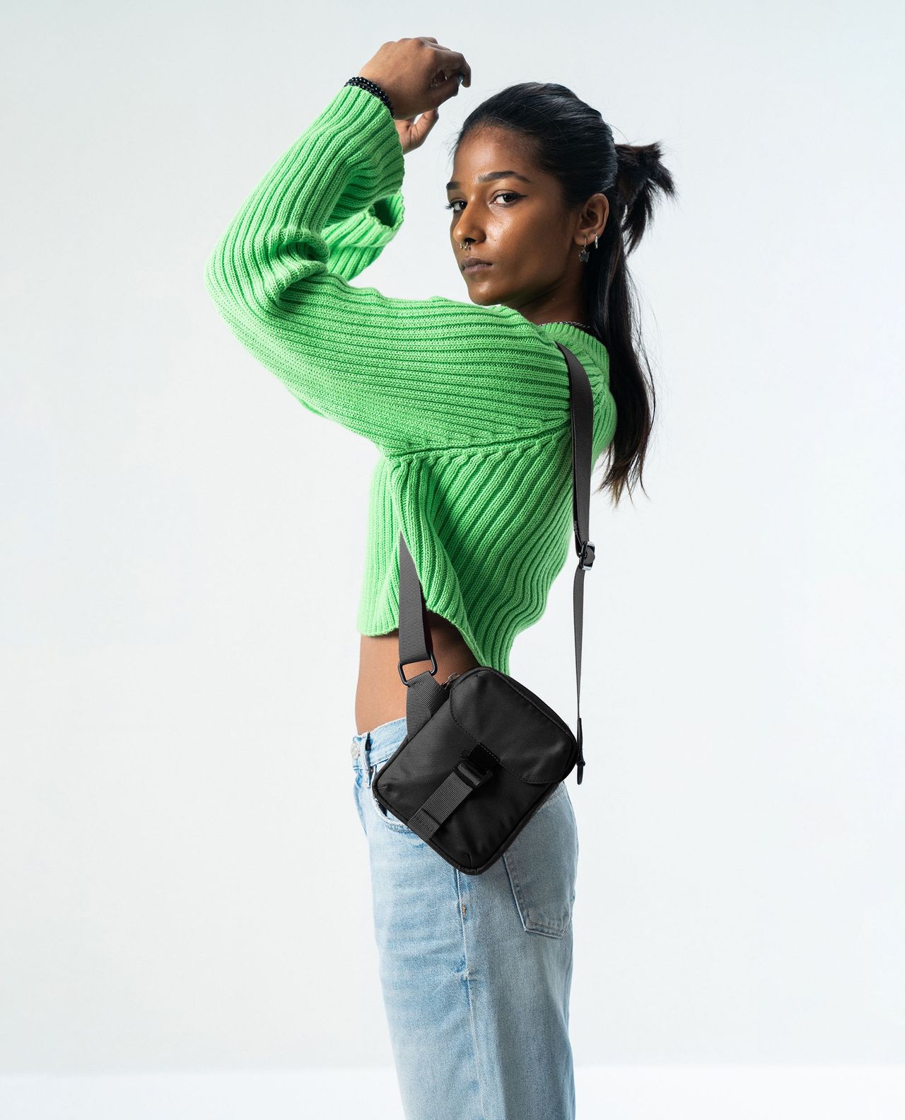 Daily Objects Unisex Polyester 2.6 L Crossbody Bag | Black