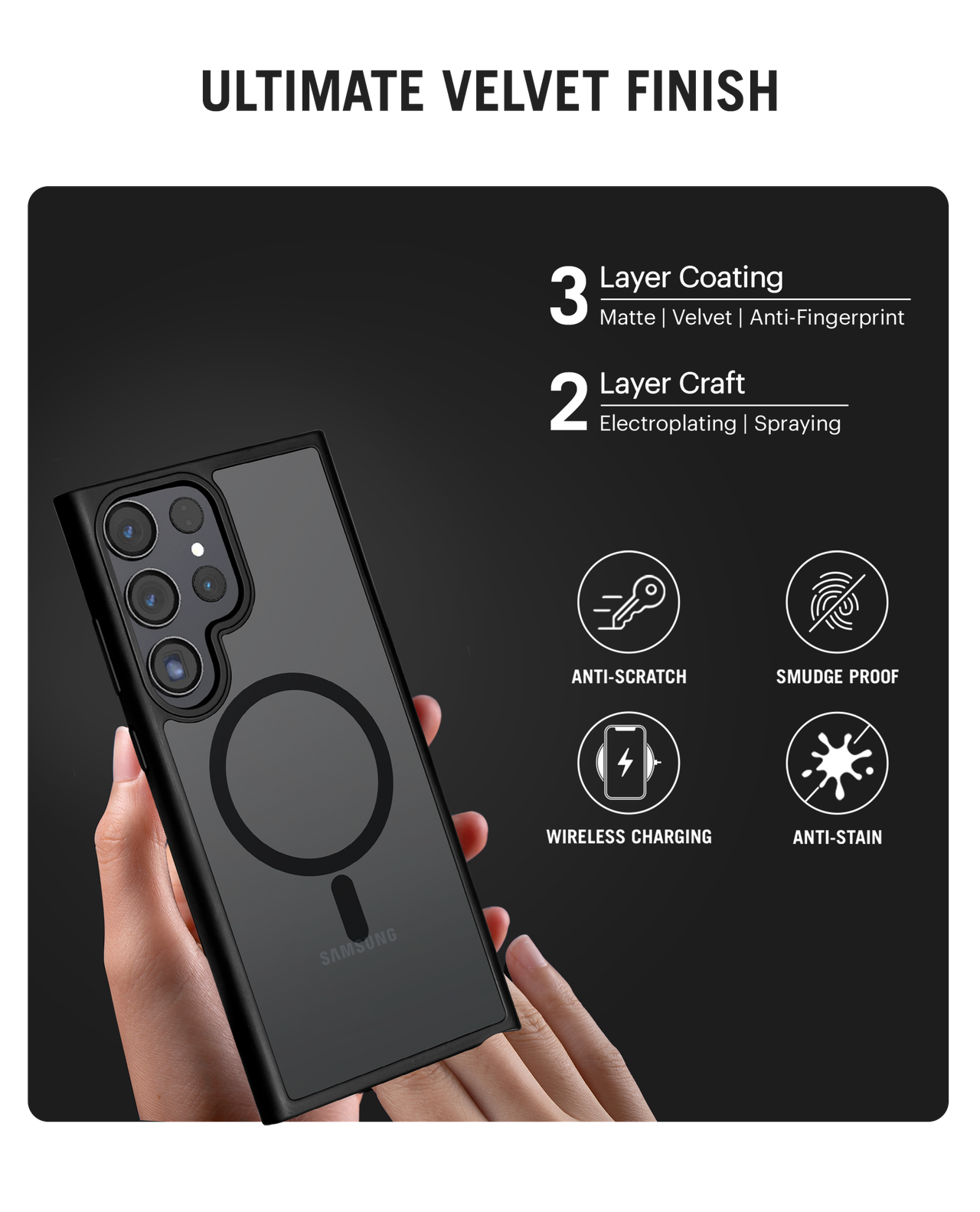 DailyObjects Black Nimbus Magnetic Phone Case Cover For Samsung Galaxy S23 Ultra