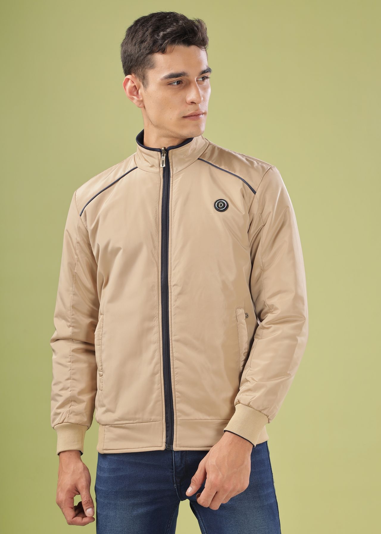 Dollar Jacket For Men - Casual Zipper Bomber For Winter | Mamwj 903 | Beige | XL