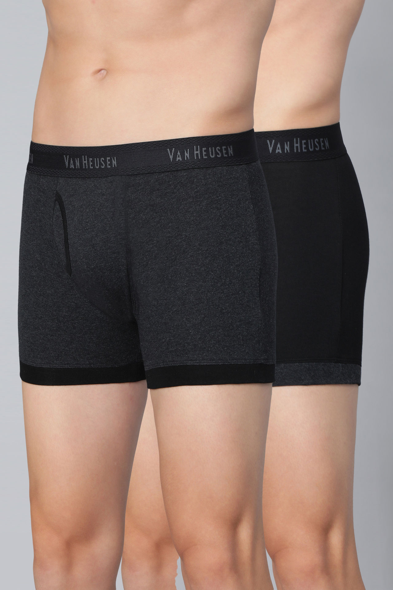 Van Heusen Men Pack Of 2 Anti Bacterial & Colour Fresh Trunks |Anthra Mel |Pure Black |L