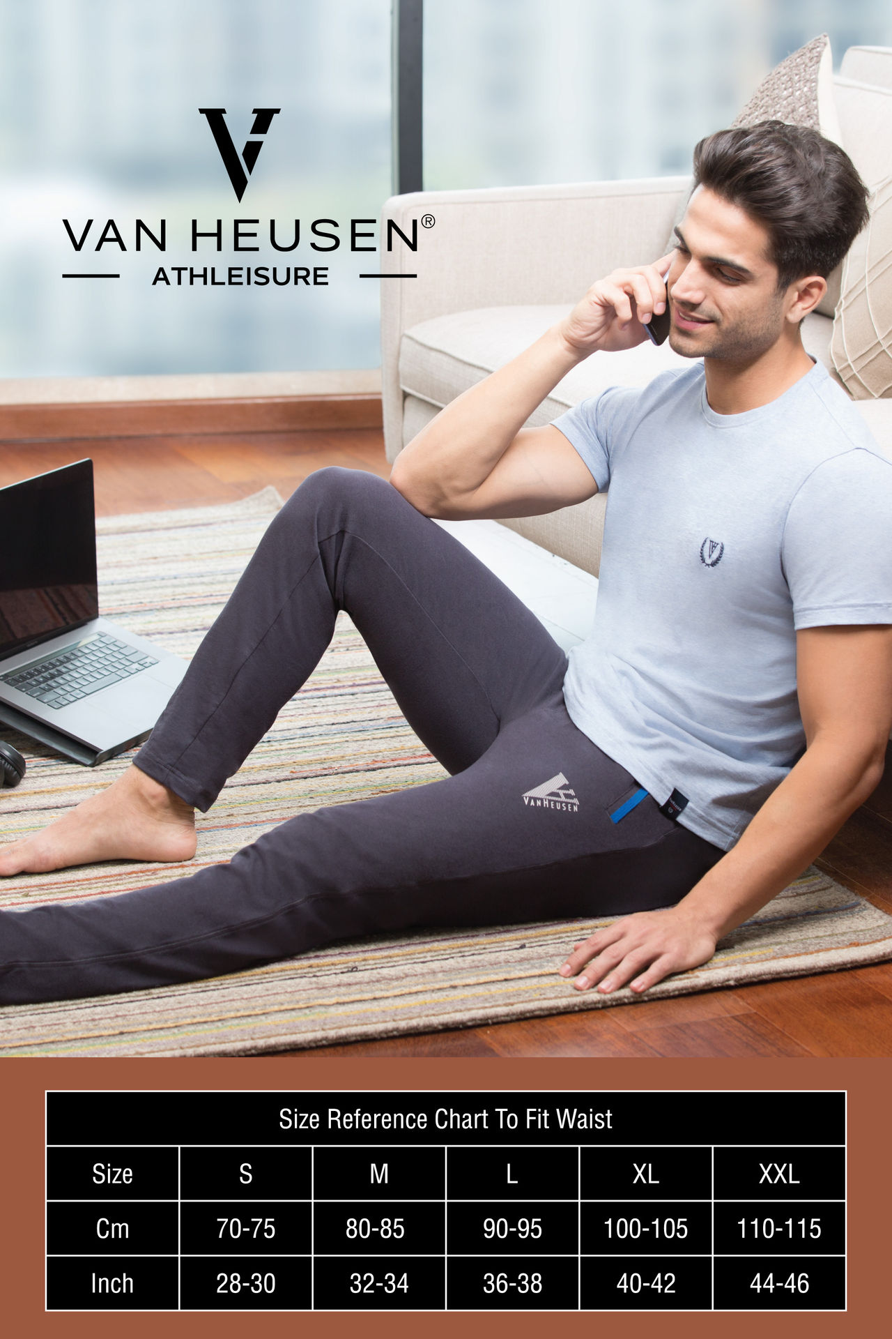 Van Heusen Athleisure Men |Black Solid Smart Tech Easy Stain Release Track pant |L