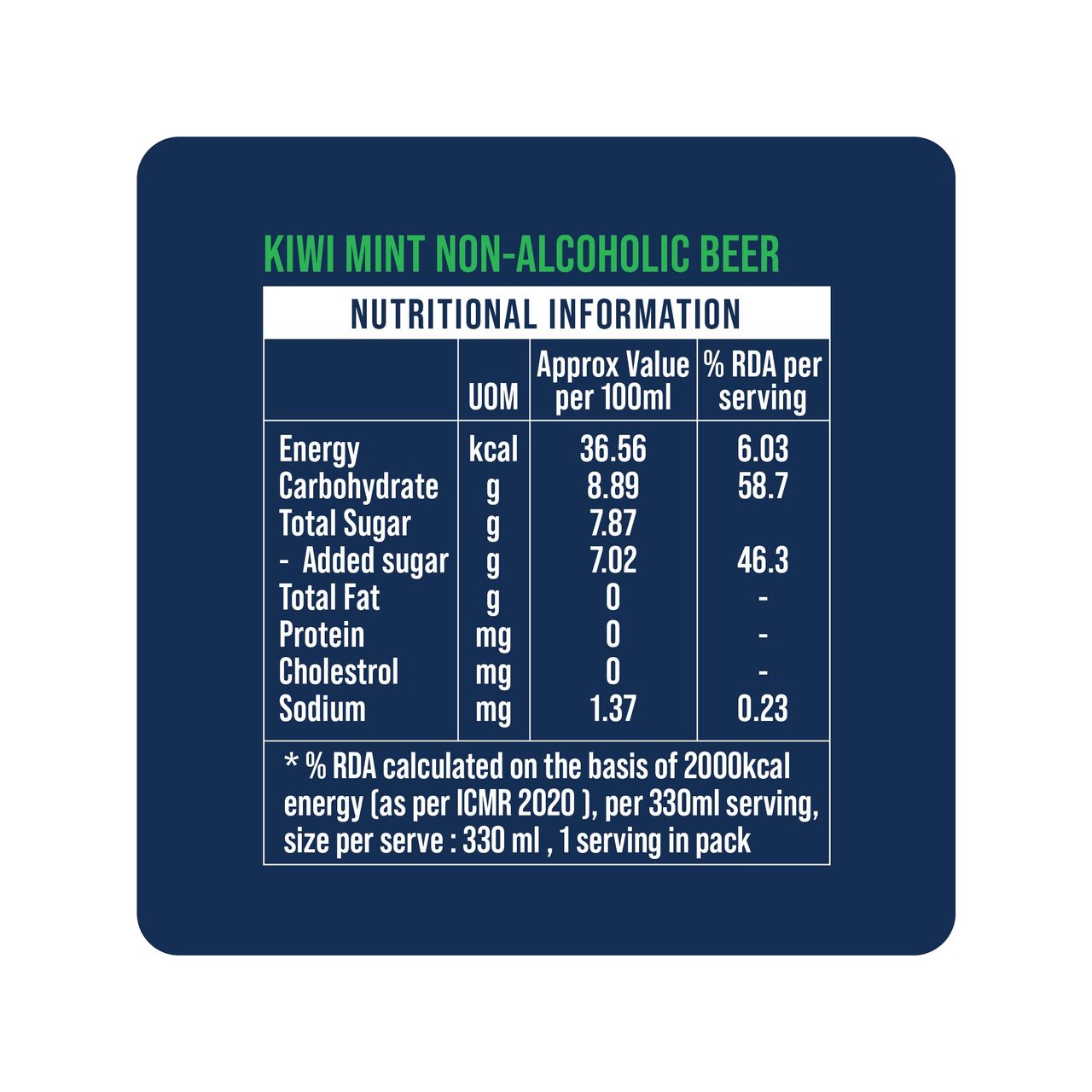 3SISTERS Non Alcoholic Beer - Kiwi Mint Flavour 330 ml X 2 Combo