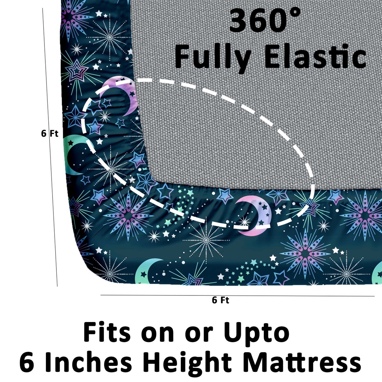 CG HOMES Fitted Elastic Double Bedsheet With Two Pillow Covers (Design Fitted Db1339)