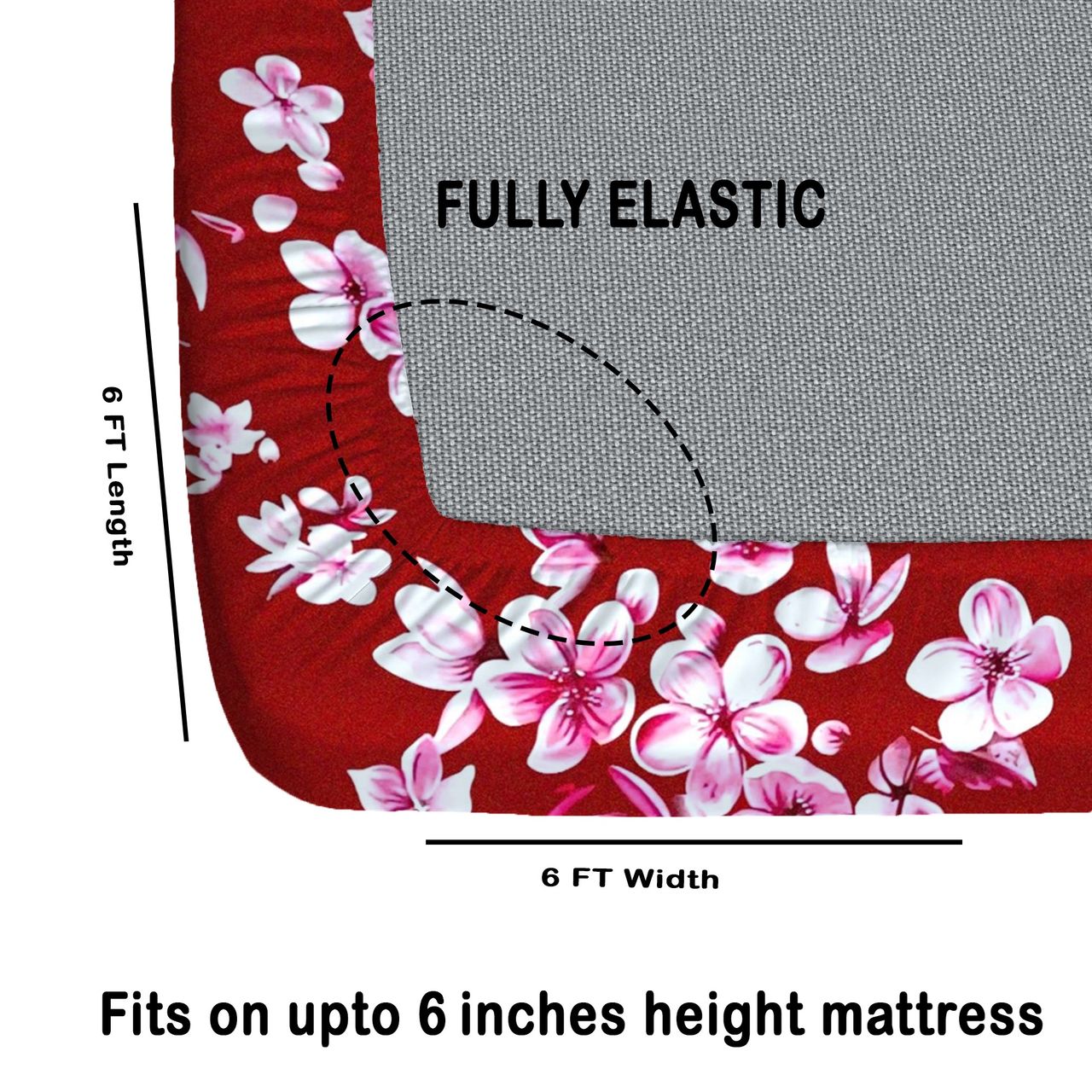 CG HOMES Fitted Elastic Double Bedsheet With Two Pillow Covers | Design Fitted Db683