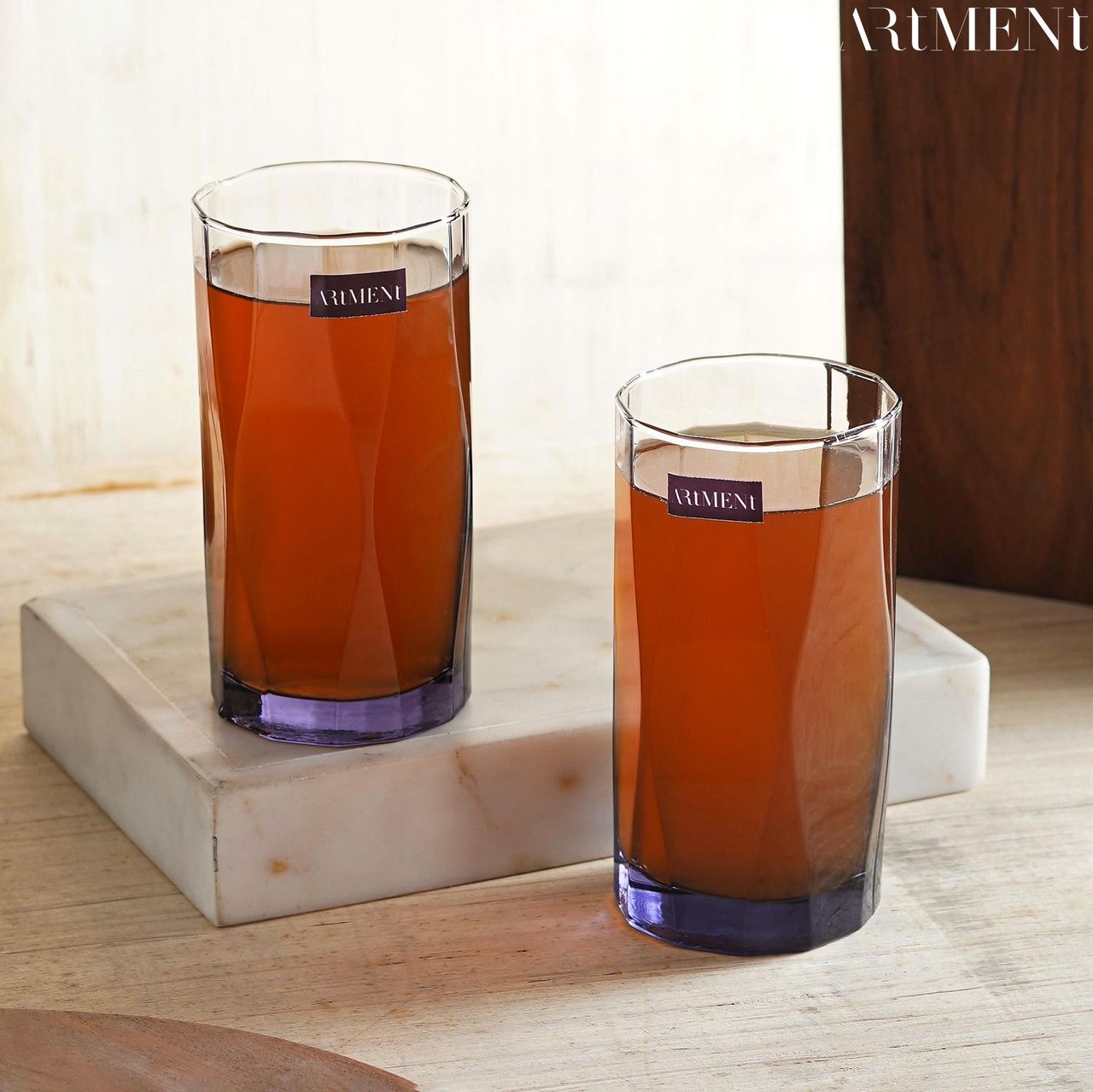 The Artment Amethyst Noir Set Of 4 Drinking Water Glasses | 400 ml