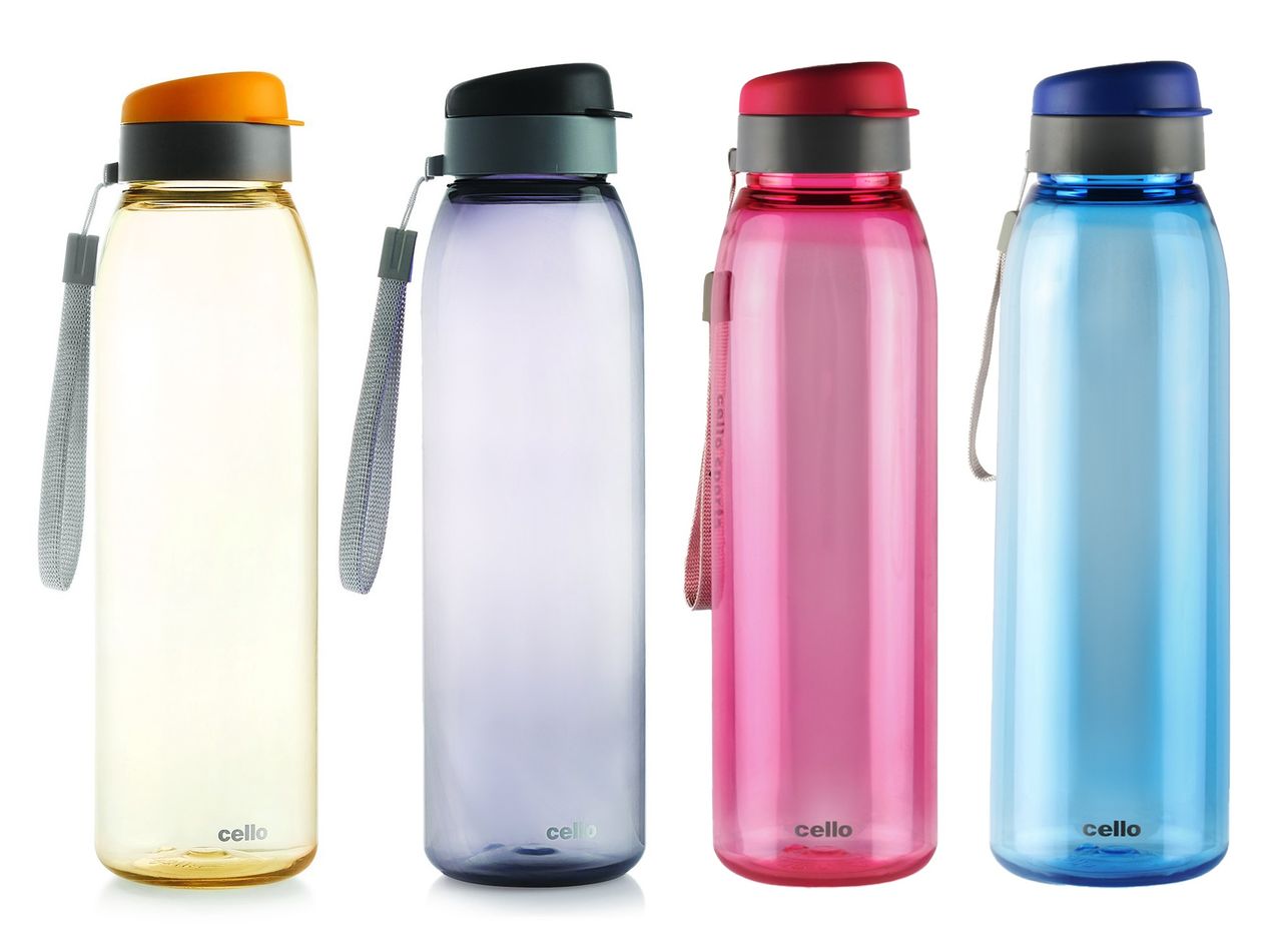 Cello Athlete Bottle with Flip Top Lid, 800ml, Set of 4 (Colour May Vary)