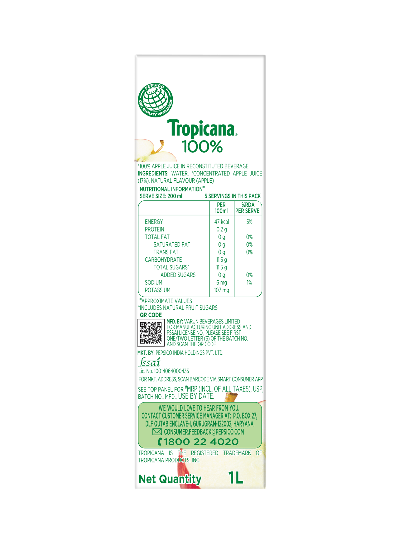 Tropicana 100% Apple Fruit Juice