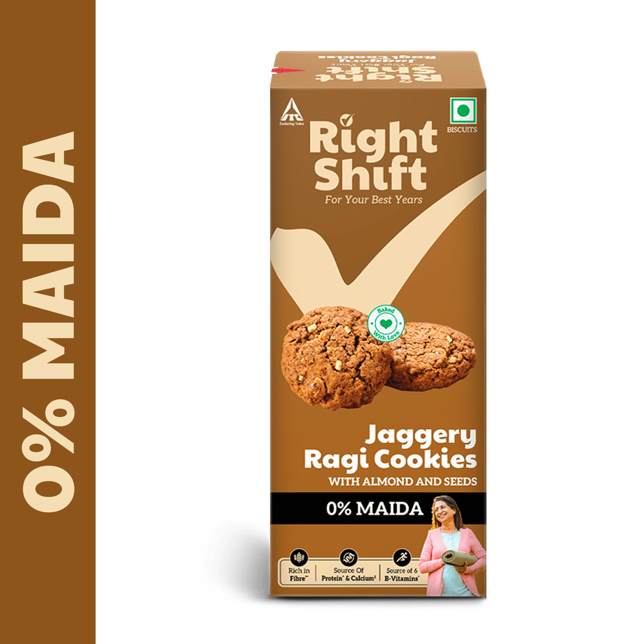Right Shift Jaggery Ragi 0% Maida Cookies | 0% Refined Sugar | With Nuts and Seeds