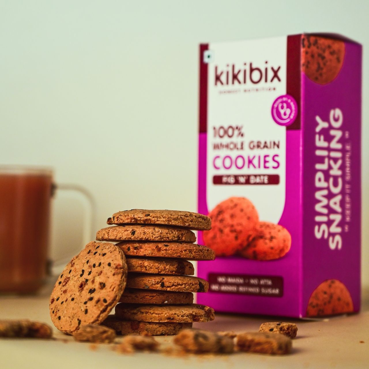 Kikibix Fig & Date Cookies, Healthy Cookies, No Maida, Jaggery Biscuits