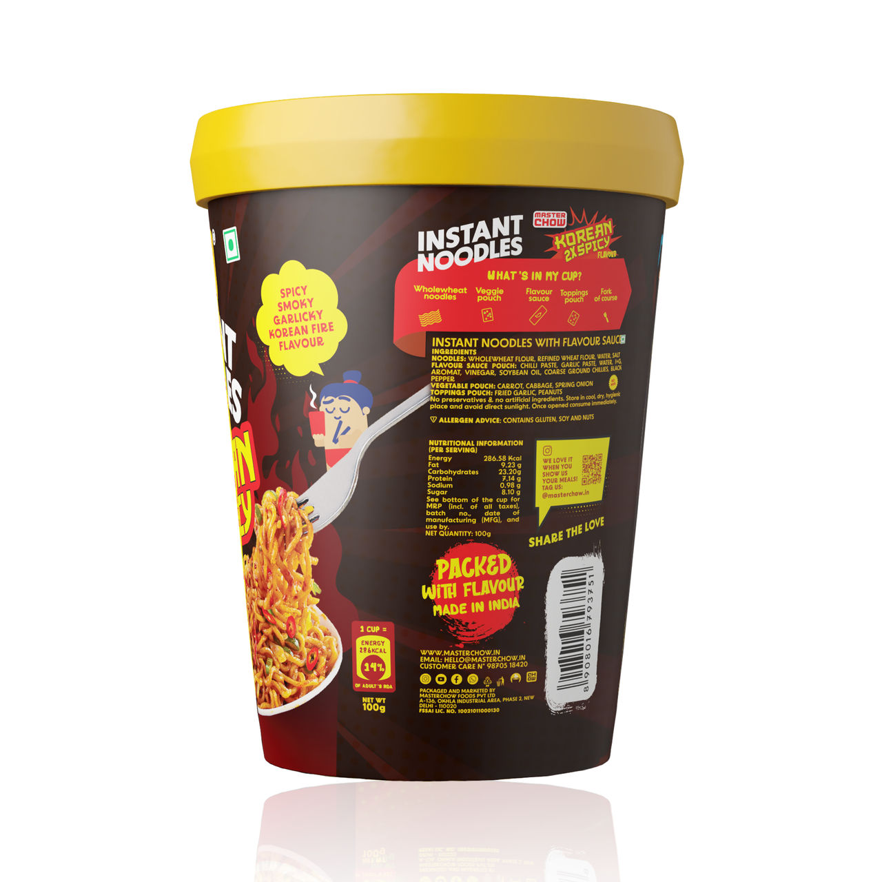 Masterchow Instant Cup Noodles - Korean 2X Spicy Flavour(100gms) & Masterchow Spicy Sichuan Chilli Oil(170gms) Combo
