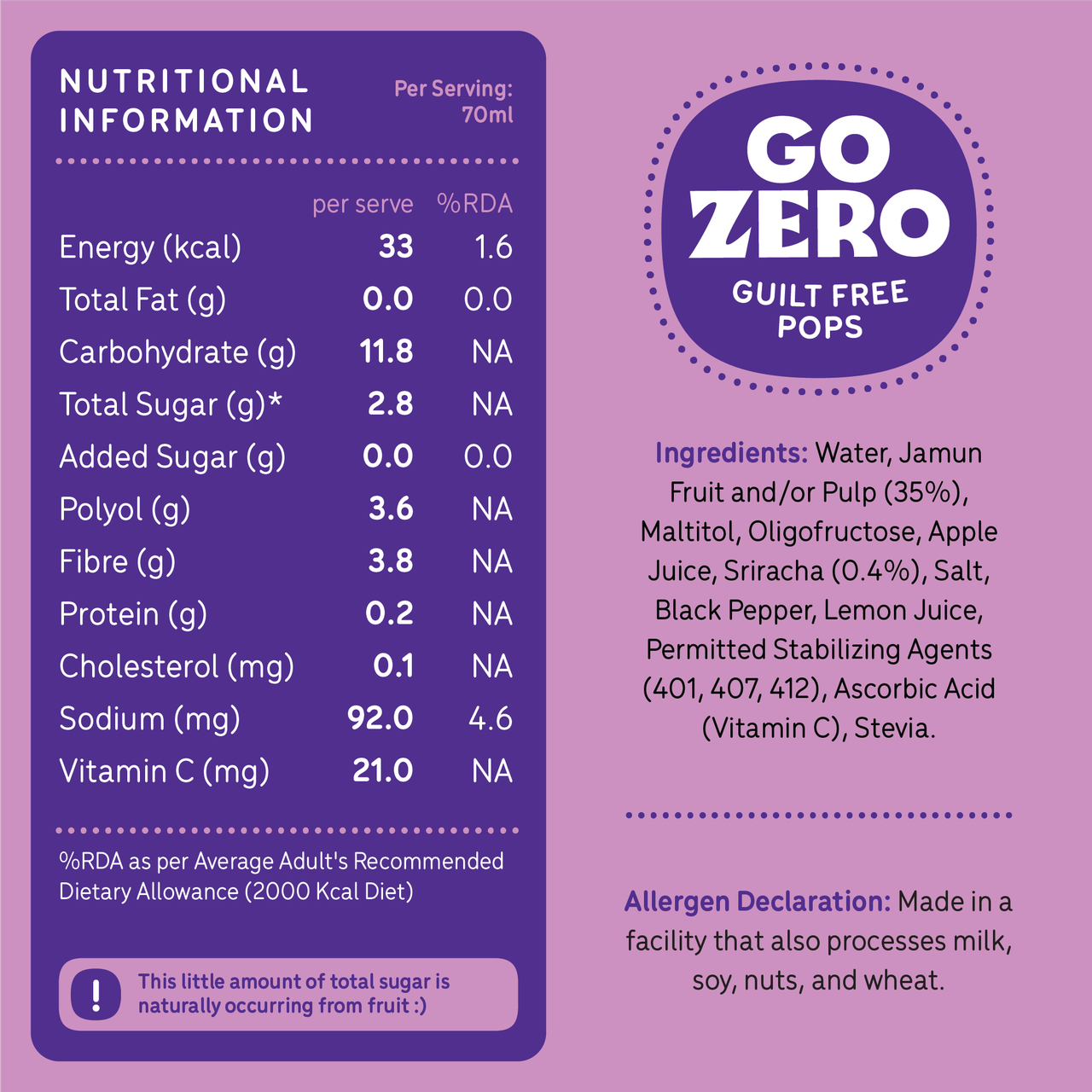 Go Zero Jamun Sriracha Low Calorie Guilt Free Ice Cream Popsicle