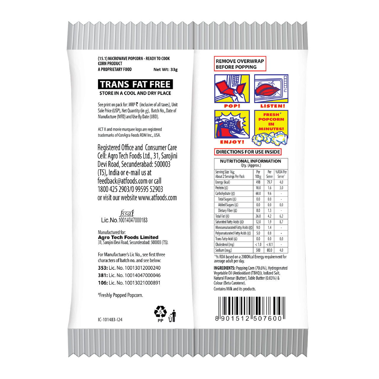 ACT II Microwave Popcorn - Butter, small pack, Hot & Fresh in 3 mins