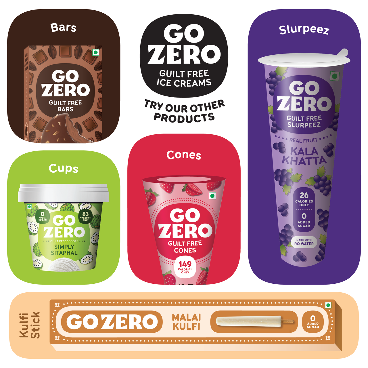 Go Zero Raspberry Duet Low Calorie Guilt Free Ice Cream Stick 60 ml Combo