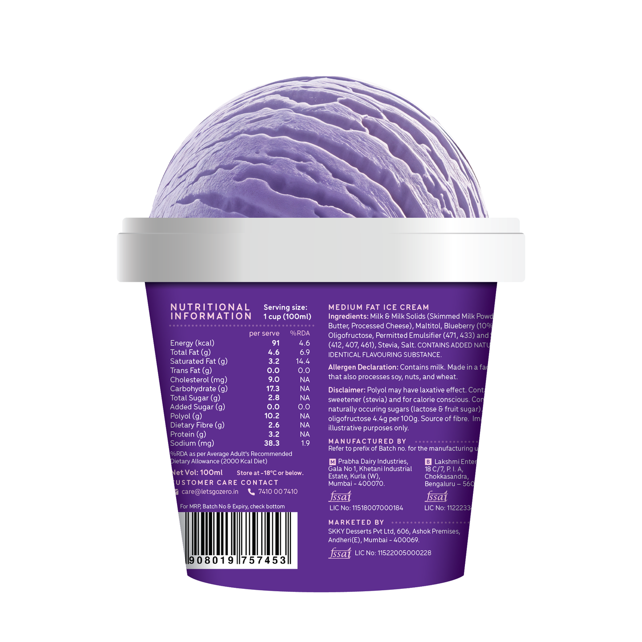 Go Zero Blueberry Cheesecake Low Calorie Guilt Free Ice Cream Cup