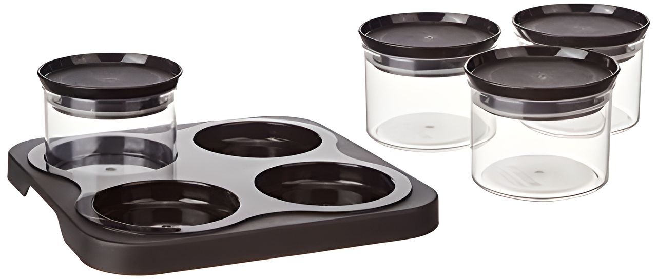 YouBee Storage Container 500ML Set of 4 With Serving Tray for DryFuits, Namkeens