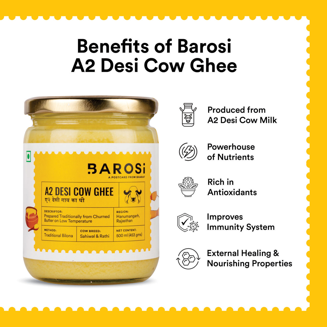 Barosi A2 Desi Cow Ghee 500 ml Combo
