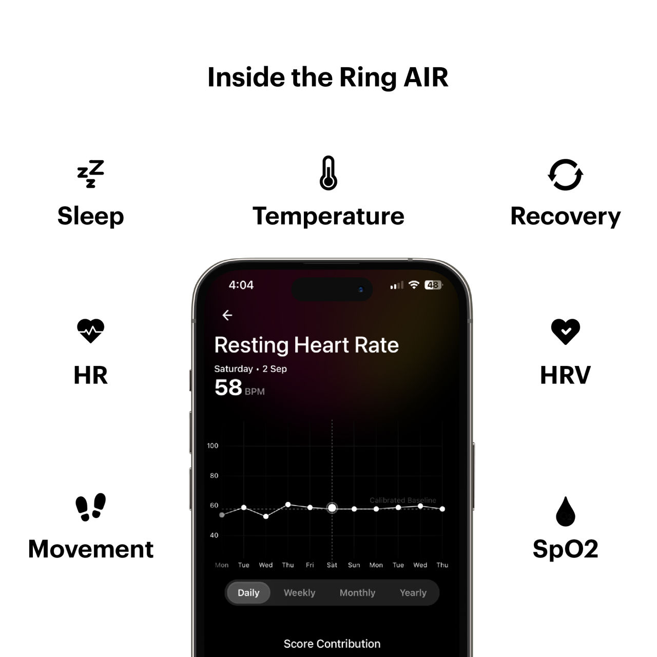 Ultrahuman Ring Air Smartring, Advanced Sleep, Movement & Recovery Tracker, Matte Grey(Size 12)