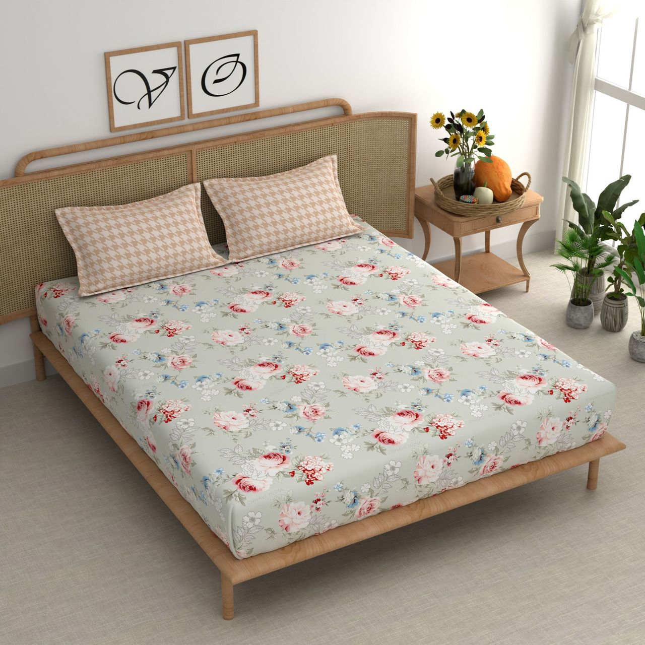 CHHAVI INDIA King Size Bedsheet With 2 Pillow Covers | Design Kb323