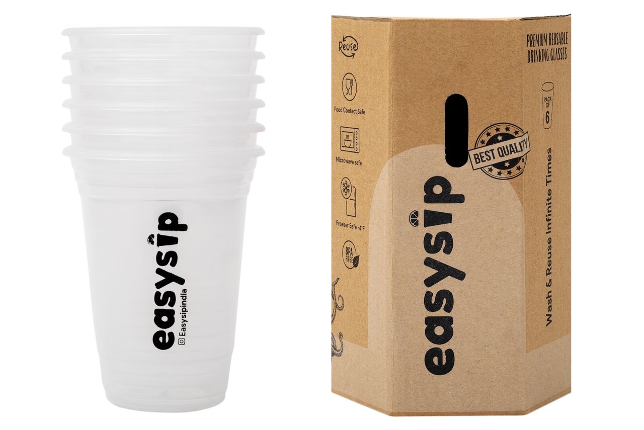 Easysip Transparent Premium Drinking Reusable Glasses | Set Of 6