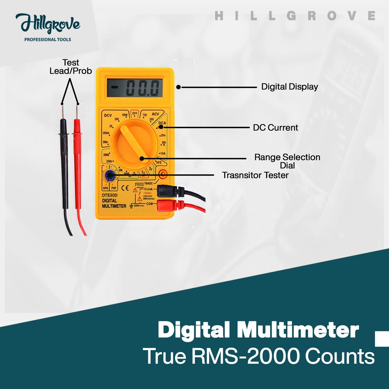 Hillgrove Hzp80M1 Lcd Ac Dc Current Digital Multimeter Ohm Electronic Tester With Line Tester