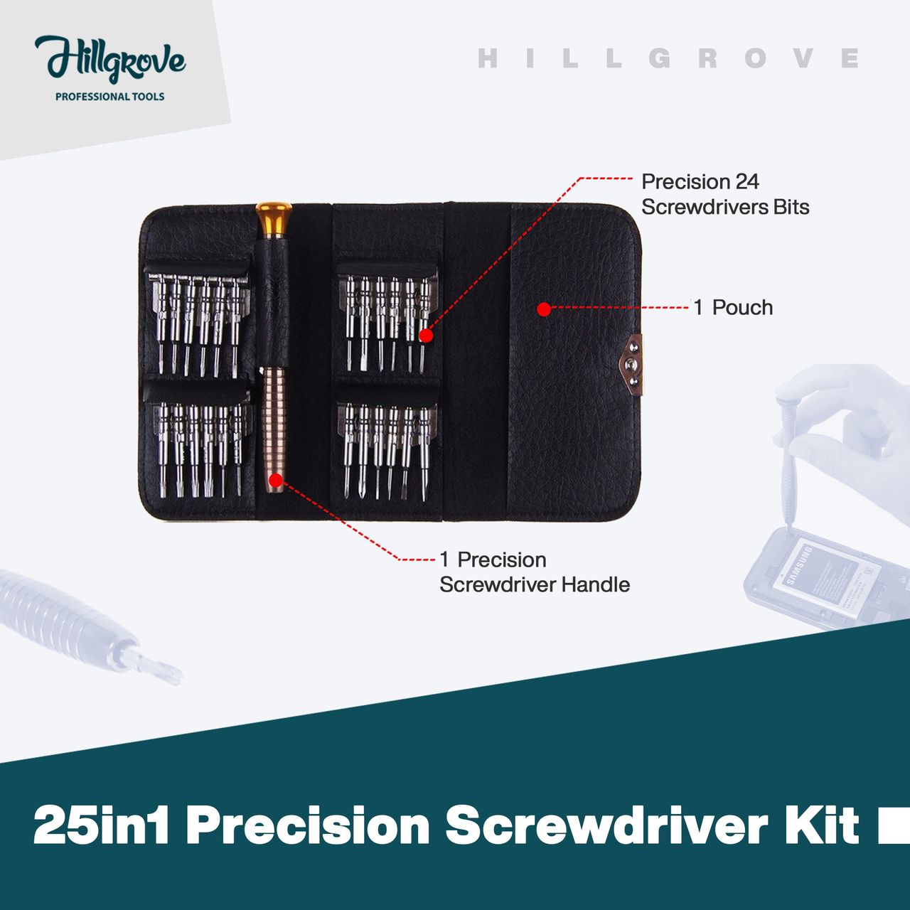 Hillgrove Hzp124M1 Mobile Repairing Tools Kit For Phone/Laptop/Pc Precision Screwdriver Set