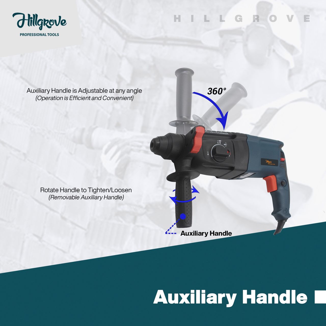 Hillgrove Hzp65M1 Hammer Drill Machine With Chuck,Drill Bits,Tool Kit | 26 mm Chuck Size, 1200 W