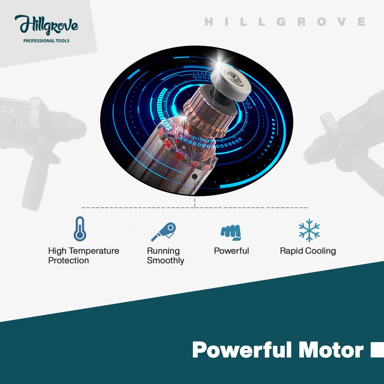 Hillgrove Hzp65M1 Hammer Drill Machine With Chuck,Drill Bits,Tool Kit | 26 mm Chuck Size, 1200 W