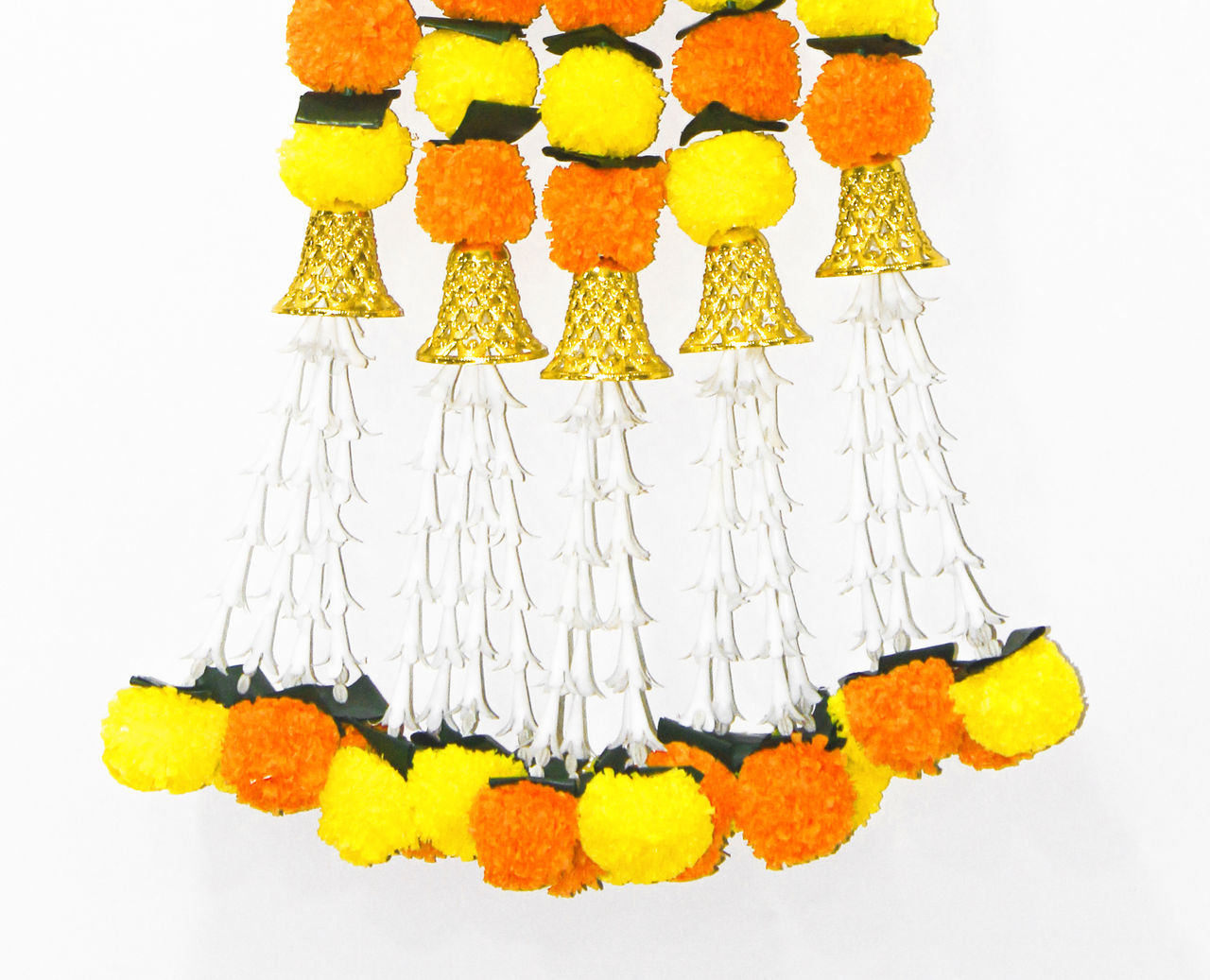 Artificial Marigold With Hanging Bell Garland String - 3 Feet