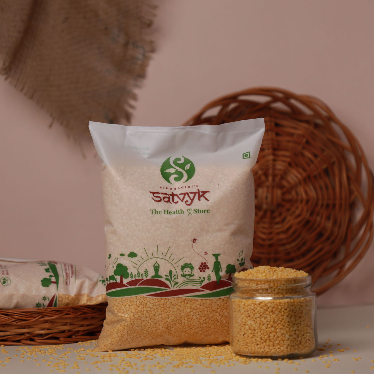 Satvyk Stoneground Unpolished Moong Mogar Dal