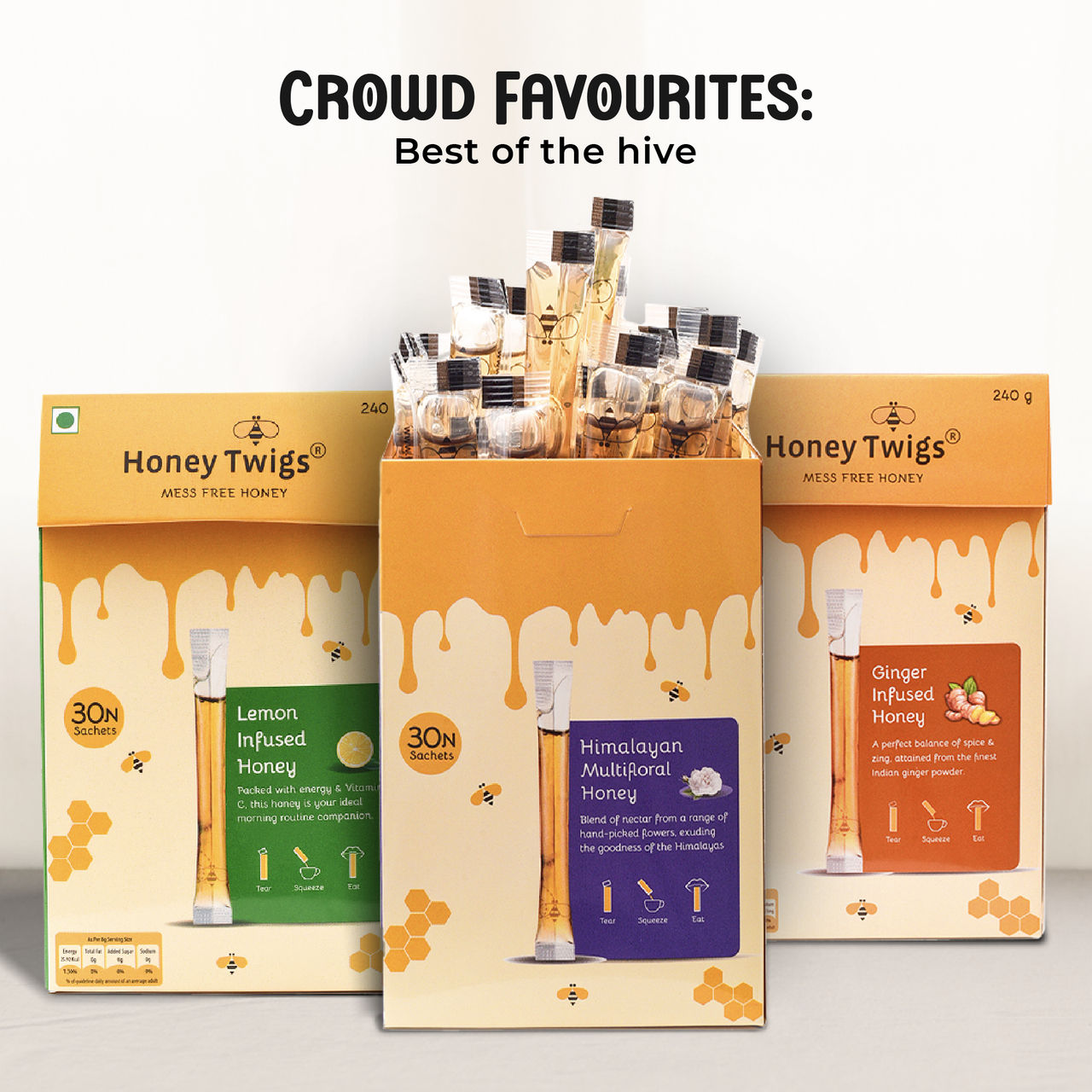 Honey Twigs Ginger Infused Honey| 30 Twigs Pack