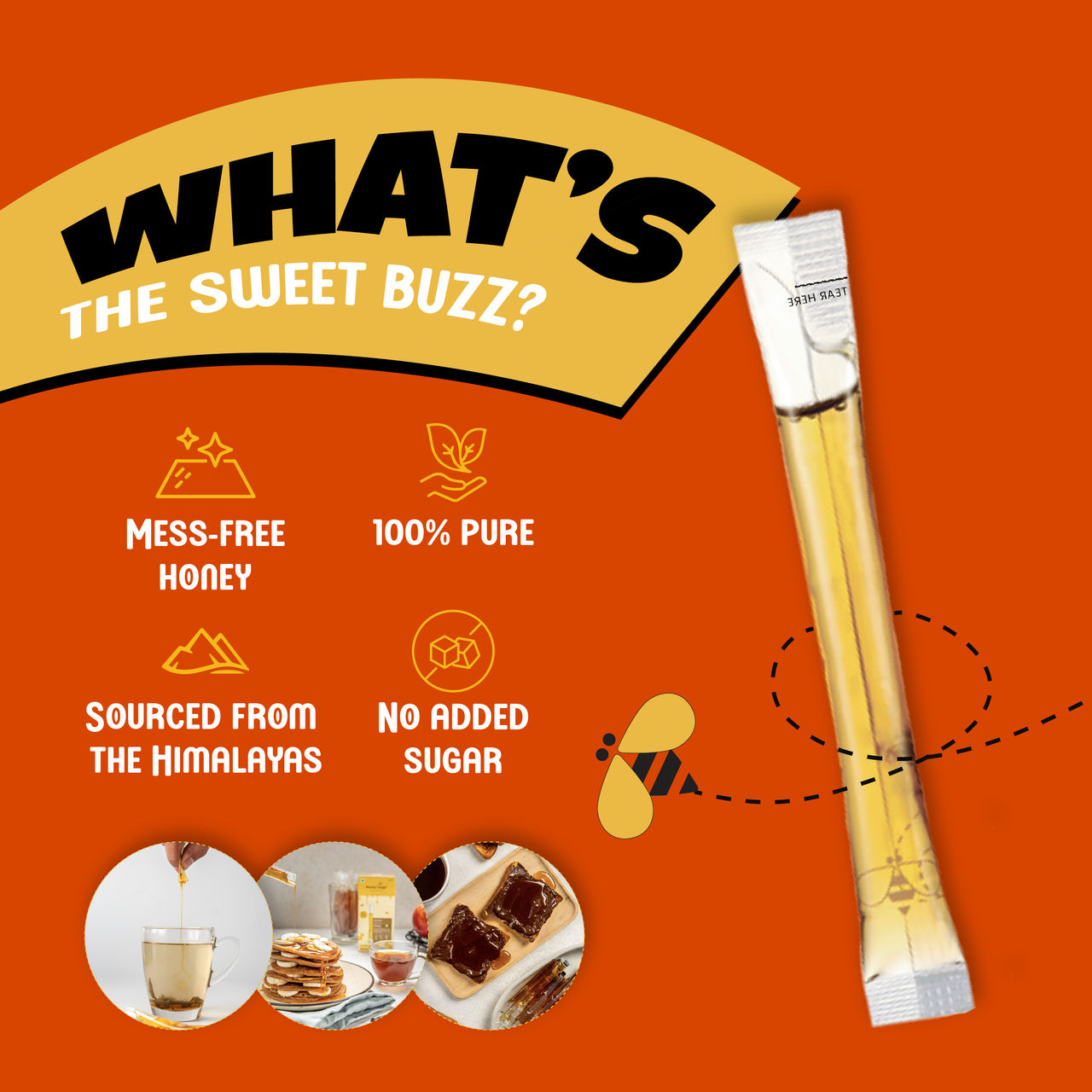 Honey Twigs Ginger Infused Honey| 30 Twigs Pack