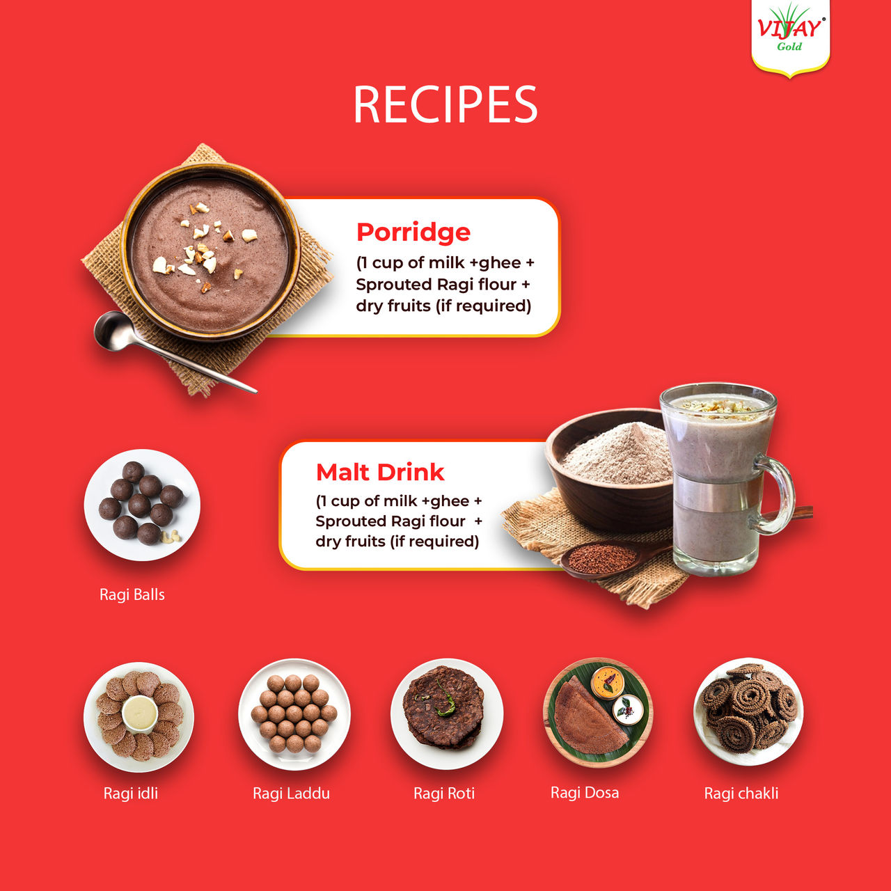 Vijay Gold Ragi Huri Hittu Popped Ragi Flour