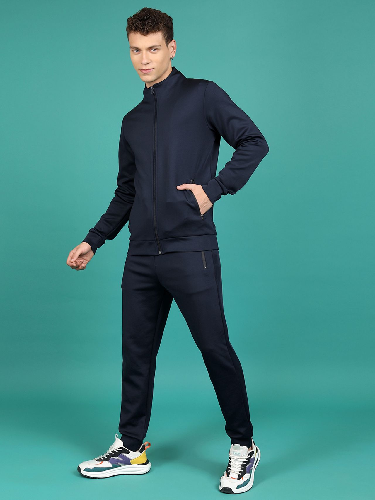 Highlander Men's Mock Collar Sweatshirt with Joggers | Navy - M