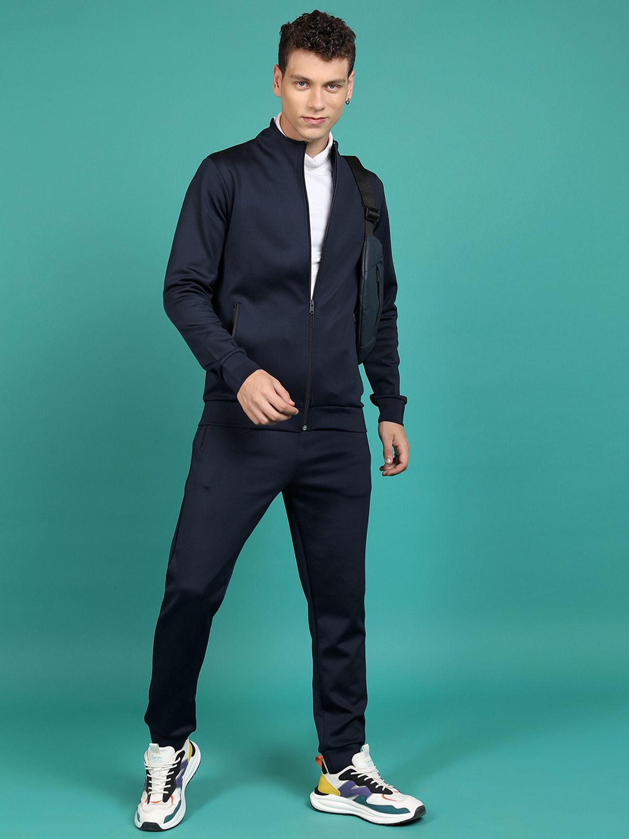 Highlander Men's Mock Collar Sweatshirt with Joggers | Navy - M